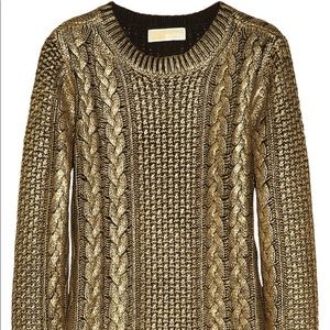 Michael Kors Metallic Gold Knit Sweater Size XS